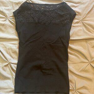 White House Black Market Size XS Black Top With Lace